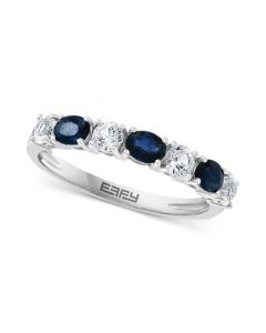 EFFY® Blue & White Sapphire (1-1/10 ct. t.w.) Band in 14k White Gold