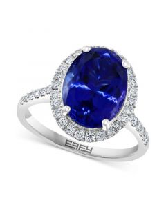 EFFY® Tanzanite (4-3/4 ct. t.w.) & Diamond (1/2 ct. t.w.) Oval Halo Ring in 14k White Gold