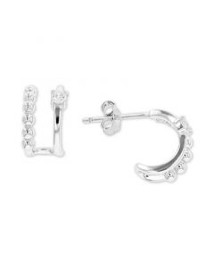 Cubic Zirconia Cuff Hoop Earrings in Sterling Silver