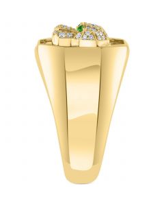 EFFY® Men's Onyx, Diamond (1/4 ct. t.w.) & Tsavorite Accent Panther Ring in  14k Gold