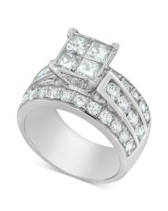 Diamond Princess Cluster Channel-Set Engagement Ring (3 ct. t.w.) in 14k White Gold