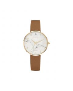 Women's Brown Leather Strap Watch 34mm