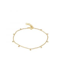 Diamond Bezel Drop 14K Gold Bracelet