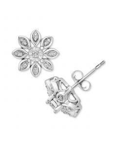 Diamond Flower Cluster Earrings (1/10 ct. t.w.) in Sterling Silver