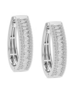 Diamond Baguette Hoop Earrings (1/2 ct. t.w.) in Sterling Silver