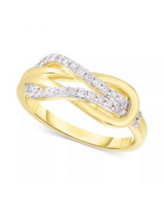 Diamond Interlocking Loop Ring (1/4 ct. t.w.) in 14k Gold-Plated Sterling Silver