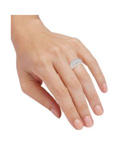 Diamond Multirow Statement Ring (3/4 ct. t.w.) in Sterling Silver