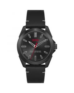 Men's Adventure Black Leather Strap Watch 42mm