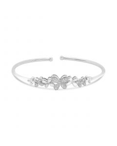 Diamond Flower Flex Bangle Bracelet (1/6 ct. t.w.) in Sterling Silver