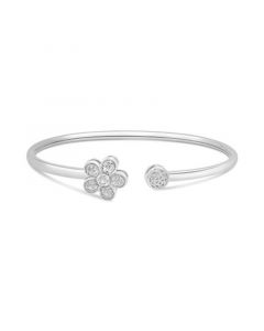 Diamond Flower & Circle Flex Bangle Bracelet (1/6 ct. t.w.) in Sterling Silver