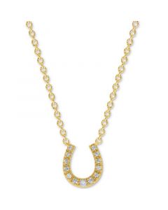 Diamond Pavé Horseshoe Disc Pendant Necklace (1/10 ct. t.w.) in 10k White or Yellow Gold