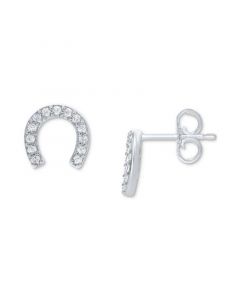 Diamond Horseshoe Stud Earrings (1/10 ct. t.w.) in 10k White Gold