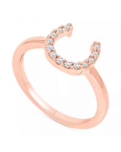 Diamond Horseshoe Ring (1/10 ct. t.w.) in 10k White Gold or 10k Rose Gold