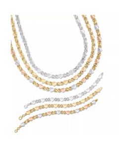 Tri-Tone Hearts and Kisses Necklace & Bracelet Collection in 18k White, Rose, & Yellow Gold-Plated Sterling Silver, Created for Macy's