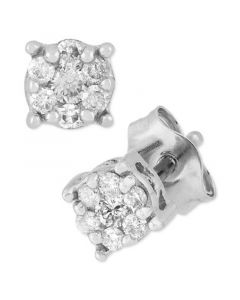 Diamond Cluster Stud Earrings (1/10 ct. t.w.) in 10k White Gold