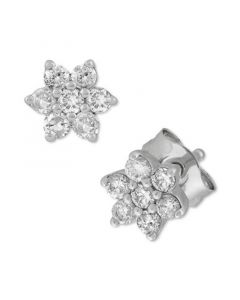 Diamond Star Cluster Stud Earrings (1/5 ct. t.w.) in 10k White Gold