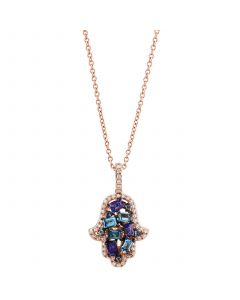 EFFY® Multi-Gemstone (3/8 ct. t.w.) & Diamond (1/6 ct. t.w.) Hamsa Hand 16" Pendant Necklace in 14k Gold