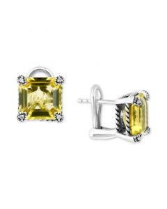 EFFY® Lemon Quartz (8-1/20 ct. t.w.) & Diamond (1/20 ct. t.w.) Stud Earrings in Sterling Silver