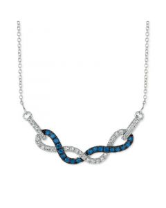 Blueberry Sapphire (3/8 ct. t.w.) & Vanilla Diamond (1/3 ct. t.w.) Braided 18" Statement Necklace in 14k White Gold