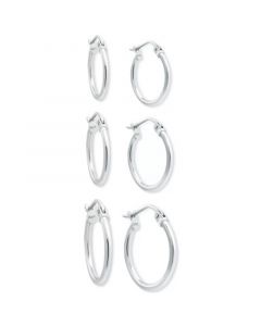 3-Pc. Set Polished Round Hoop Earrings, Created for Macy's