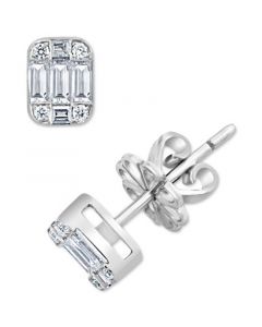 EFFY® Diamond Round & Baguette Stud Earrings (3/8 ct. t.w.) in 14k White Gold