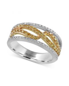 EFFY® Yellow & White Diamond Openwork Swirl Ring (5/8 ct. t.w.) in 14k Gold & White Gold