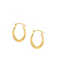 Patterned Small Oval Huggie Hoop Earrings in 10k Gold