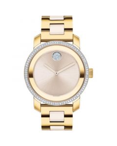 Women's Bold Iconic Taupe Ceramic & Gold Ion Plated Steel Bracelet Watch 36mm