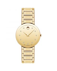 Sapphire Women's Swiss Diamond (1/20 ct. t.w.) Gold-Tone PVD Bracelet Watch 28mm