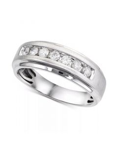 Men's Diamond 7-Stone Wedding Band (1/2 ct. t.w.) in 10k Gold & White Gold