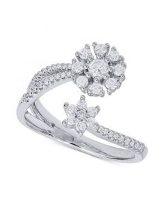 Diamond Flower Bypass Ring (1/2 ct. t.w.) in 14k White gold