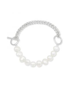 Cultured Freshwater Baroque Pearl (8-8-1/2mm) Bracelet in Sterling Silver