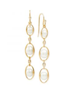 Cultured Freshwater Pearl (5-7-1/2mm) & White Topaz (1/20 ct. t.w.) Drop Earrings in 14k Gold-Plated Sterling Silver