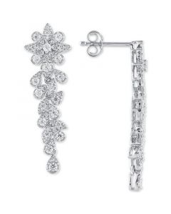 Diamond Floral Drop Earrings (1 ct. t.w.) in 14k White Gold