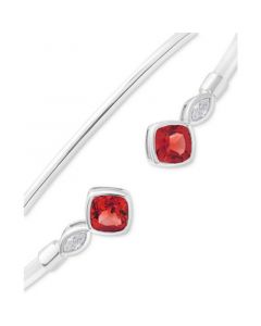 Rhodolite Garnet (1-3/4 ct. t.w.) & White Topaz (1/5 ct. t.w.) Cuff Bangle Bracelet in Sterling Silver (Also in Citrine & Opal)