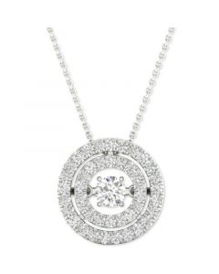 Diamond Double Halo 18" Pendant Necklace (3/8 ct. t.w.) in 10k White Gold