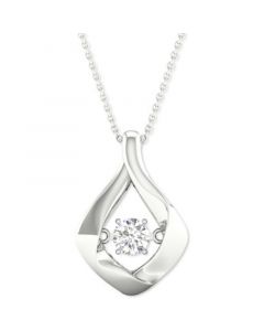 Diamond Framed Solitaire 18" Pendant Necklace (1/5 ct. t.w.) in 10k White Gold