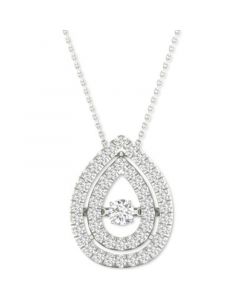 Diamond Double Teardrop Halo 18" Pendant Necklace (3/8 ct. t.w.) in 10k White Gold