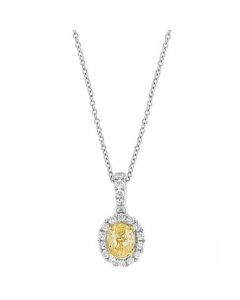 EFFY® Yellow & White Diamond Halo 18" Pendant Necklace (3/8 ct. t.w.) in 14k Gold & White Gold