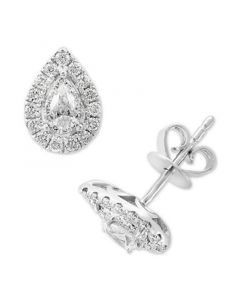 EFFY® Diamond Pear Halo Stud Earrings (1/2 ct. t.w.) in 14k White Gold