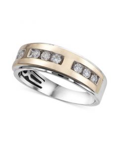 Men's Diamond Two-Tone Band (1/2 ct. t.w.) in 10k Gold & White Gold