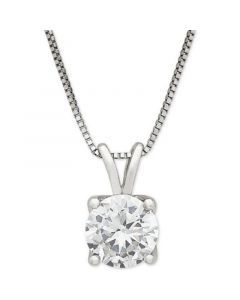 IGI Certified Lab Grown Diamond Solitaire 18" Pendant Necklace (1 ct. t.w.) in 14k White Gold or 14k Gold