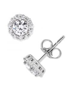 IGI Certified Lab Grown Diamond Halo Stud Earrings (1 ct. t.w.) in 14k White Gold