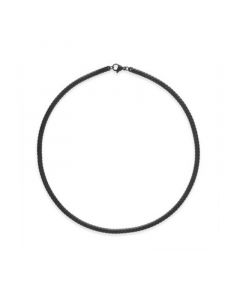 Men's Black Plate Flat Curb Chain Necklace