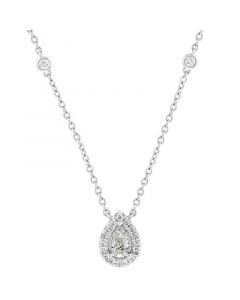 EFFY® Diamond Pear Halo 18" Pendant Necklace (3/8 ct. t.w.) in 14k White Gold