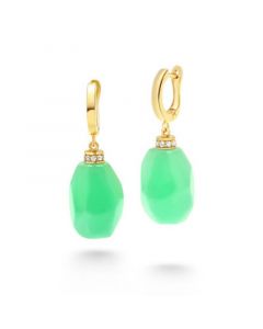 Dyed Green Jade (11mm) & Zircon (1/3 ct. t.w.) Drop Earrings in 14k Yellow Gold-Plated Sterling Silver