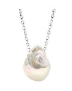 Cultured Freshwater Baroque Pearl (13-15mm) 18" Pendant Necklace in Sterling Silver