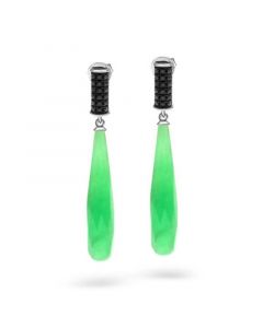 Dyed Green Jade & Black Spinel (5/8 ct. t.w.) Drop Earrings in Sterling Silver