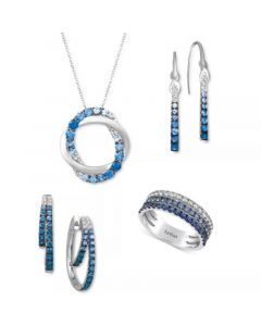 Blueberry Layer Cake Blueberry Sapphire & Vanilla Sapphire Jewelry Collection in 14k White Gold