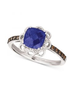 Blueberry Tanzanite (1-1/3 ct. t.w.) & Diamond (1/6 ct. t.w.) Flower Ring in 14k White Gold